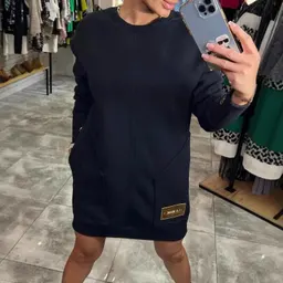 Vestido de tricot casual solto de cor sólida, suéter de manga comprida