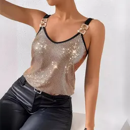 Colete com corrente e lantejoulas para mulher
