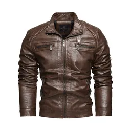 Chaqueta de cuero talla grande retro americana con solapa para hombre