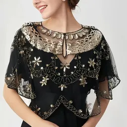 Partihandel tunn brudklänningsaccessoir axelsjal pullover genomskinlig sequin liten jacka capelet för kvinnor