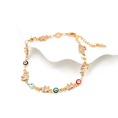 Europeisk och Amerikansk Gränsöverskridande Elefant Ögonsmycke Armband för Kvinnor Droppolja Blått Öga Armband Strand Student Armband Grossist