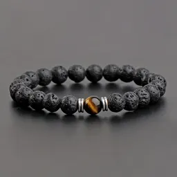Pulseira de rocha vulcânica de sete veias, pulseira de roda de yoga para homens e mulheres, feita à mão, nova de comércio externo