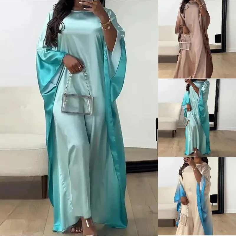 Vestido Longo Estampado Étnico de Manga Comprida