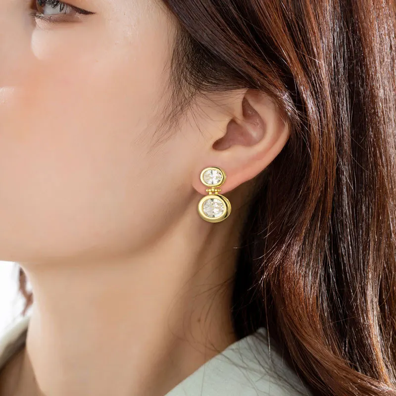 Brincos de argola folheados a ouro real 14K da moda, com zircão micro-incrustado, versáteis, de alta qualidade, adequados para rostos quadrados e redondos, design moderno