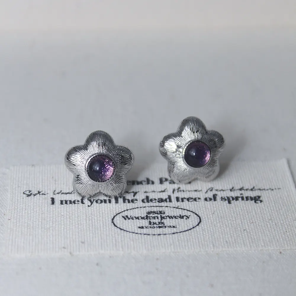 Pendientes de Flor Púrpura de Artesanía de Moda