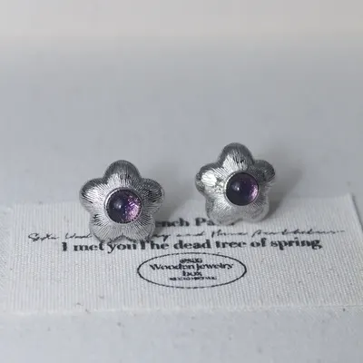 Brincos de flor roxa, artesanato de moda