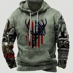 2024 Otoño Transfronterizo Europeo y Americano Sudadera con Capucha Holgada Estilo Graffiti de Animales Impreso en 3D Estilo Moderno MC11