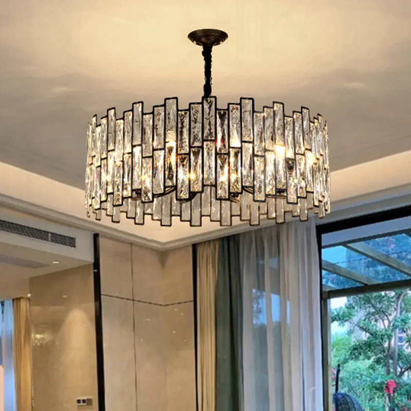 Lustre de cristal de luxo leve - design moderno simples e elegante para sala de estar, sala de jantar ou quarto