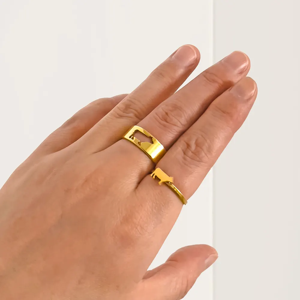 Anillo de Pareja de Vaca Animal Dorado para Mujer y Hombre, Anillo de Boda de Acero Inoxidable, Juego de Anillos para Dedo, Mejor Regalo