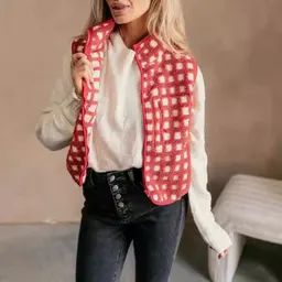 플러시 조끼 스탠드 칼라 조끼 민소매 조끼 여성용