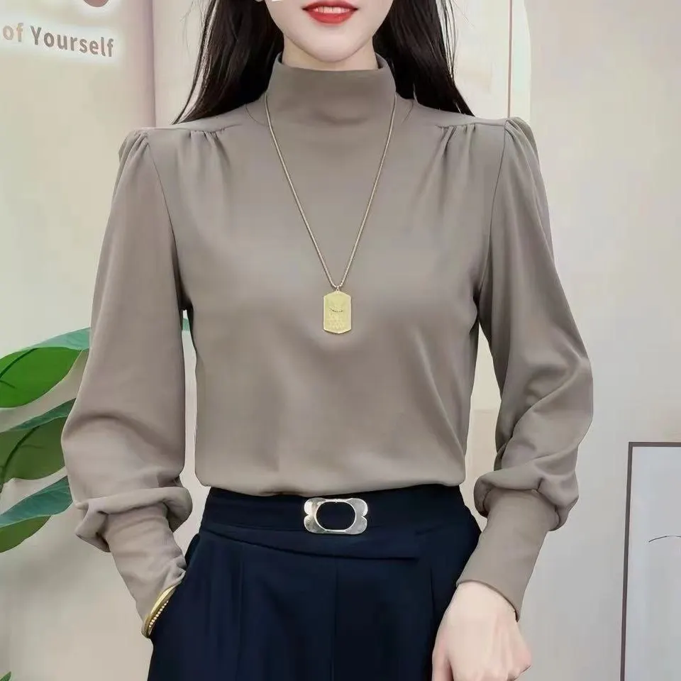 Top de manga comprida feminino, novo, moderno e elegante, Bai