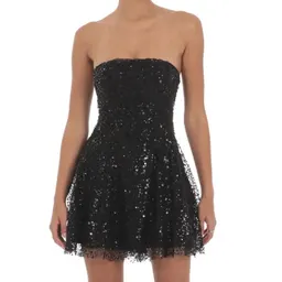 Vestido novo sensual com lantejoulas para mulheres transfronteiriço no estilo europeu e americano, vestido curto sem alças, com recortes, sem costas, para discoteca e gala noturna