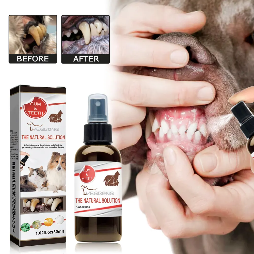 Yegbong Djurtandrensningsspray Hund och Katt Tandfläck och Dålig Andedräkt Rengöringsvård
