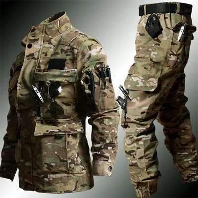 セット 耐引裂性 フィットネスウェア 労働保護 作業服 学生 陸軍訓練ユニフォーム 防風 保温