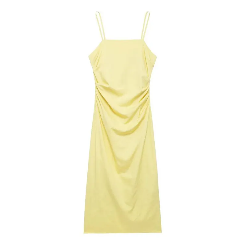 Saia Midi Plissada Dividida e Vestido de Alças