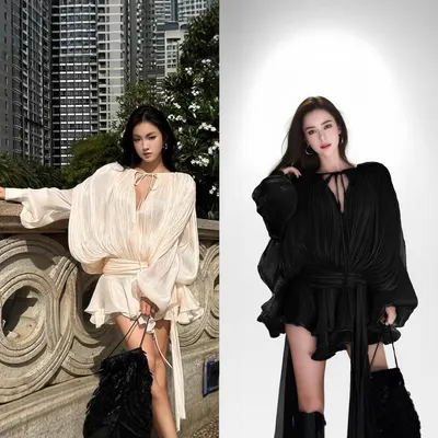 女士甜美荷叶边连衣裙