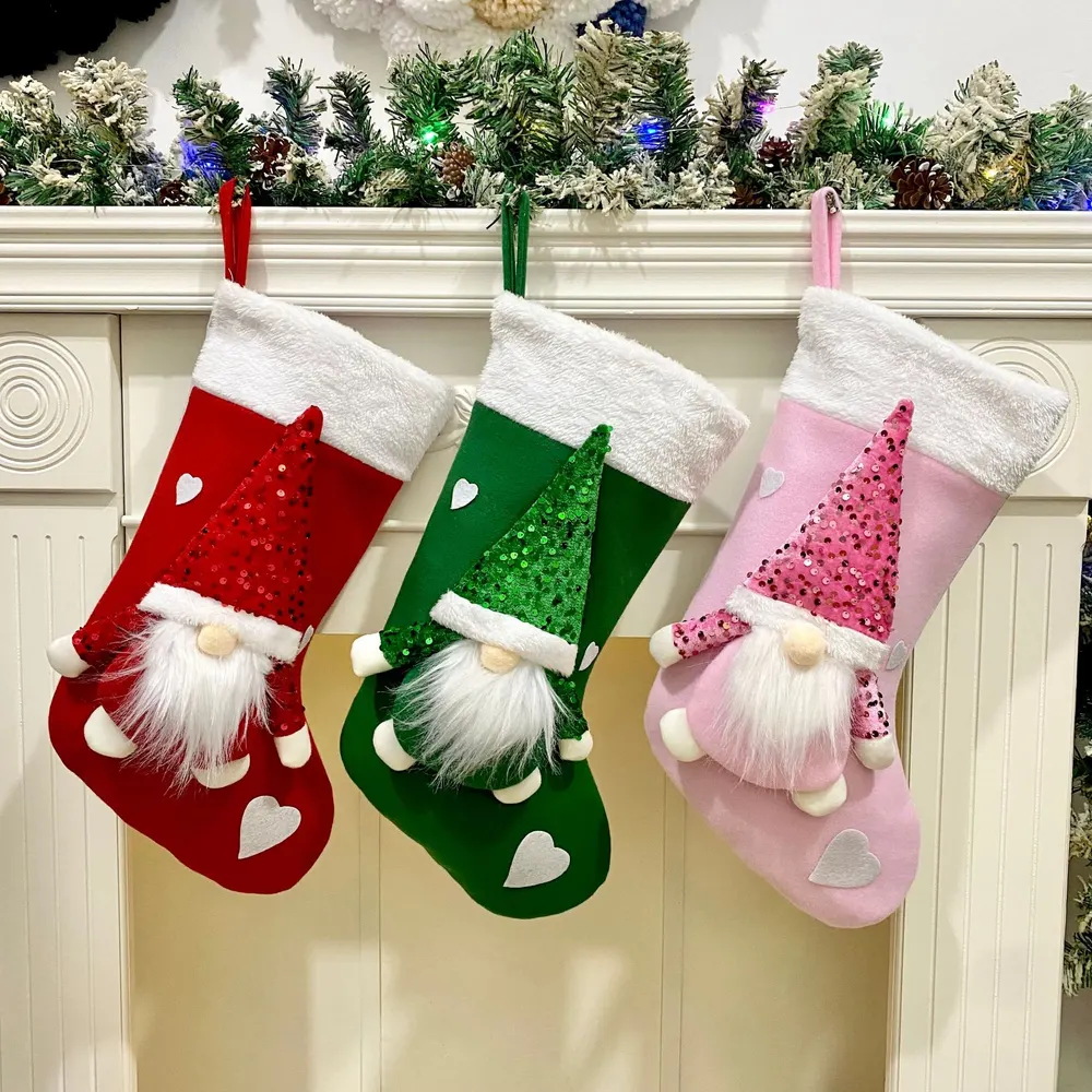 Pingente de boneca sem rosto com lantejoulas de Natal, decoração artística de Natal