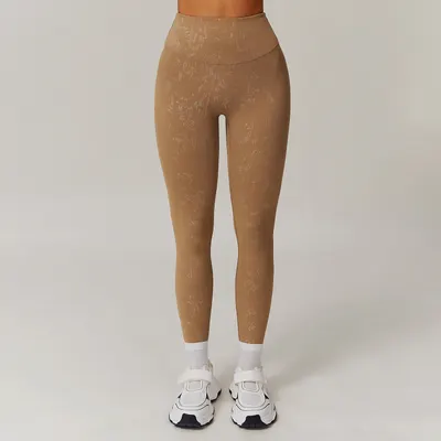 Calças de ioga casuais com hot stamping da Zechuang, para mulheres, cintura alta, sensação de pele nua, secagem rápida para corrida, calças compridas externas, modelagem slim, modelo 9140