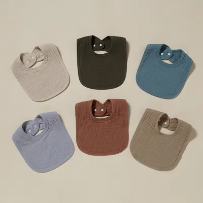 Babete em forma de U de gaze de algodão puro, toalha de saliva de 4 camadas, babete pequeno absorvente para cuspo de leite