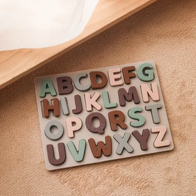 Quebra-cabeça cognitivo de letras de silicone, quebra-cabeça tridimensional de letras, material educacional de ensino cognitivo de letras em inglês para bebês, auxiliar de ensino precoce