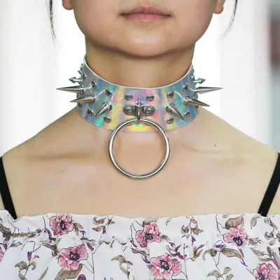 Colar de gargantilha com tachas e rebites, estilo punk europeu e americano