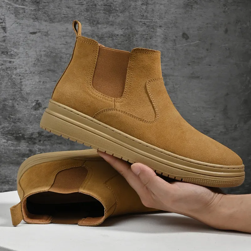 Botas Martin de cano intermédio de pele genuína para homem