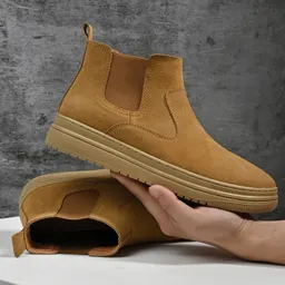 Botas Martin de cano intermédio de pele genuína para homem