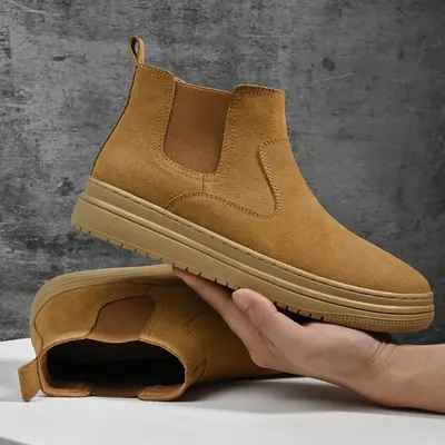 Mäns mid-top äkta läder Martin-stövlar