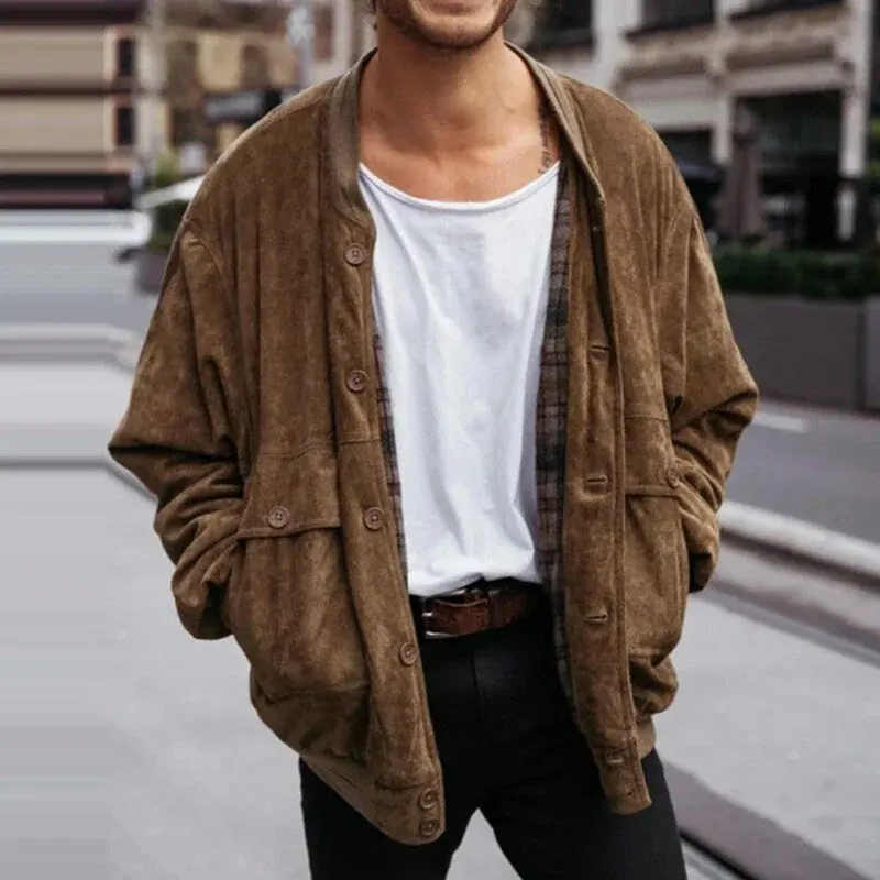 Chaqueta informal versátil de color liso para hombre