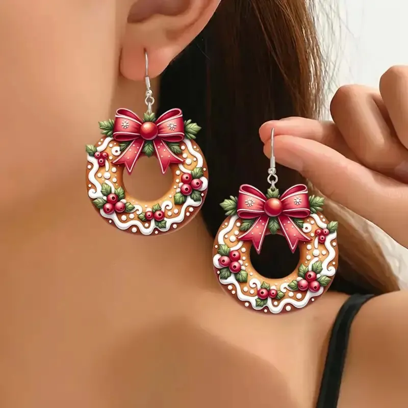 Brincos de Acrílico Versáteis Decorativos com Atmosfera Retro para Feriados