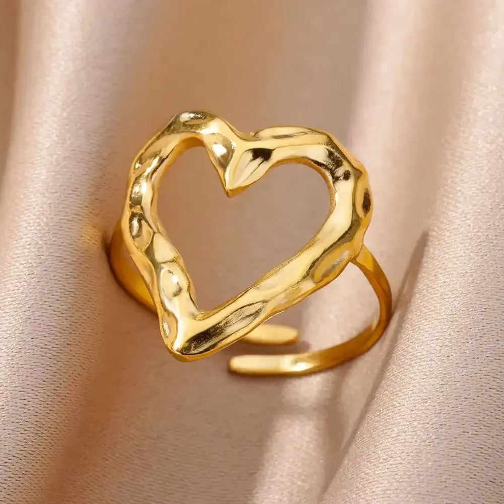 Retro Love justerbar ring i rostfritt stål