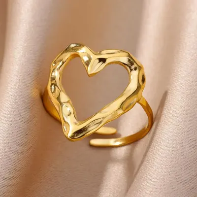 Retro Love justerbar ring i rostfritt stål