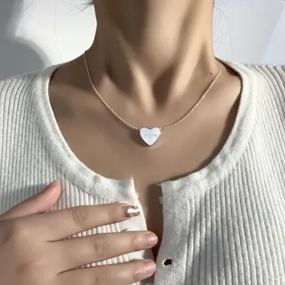 유럽 및 미국 국경 간 러브 지르콘 어머니날 에칭 레터  mom  기하학적 황동 이중 오픈 하트 모녀 목걸이 주얼리
