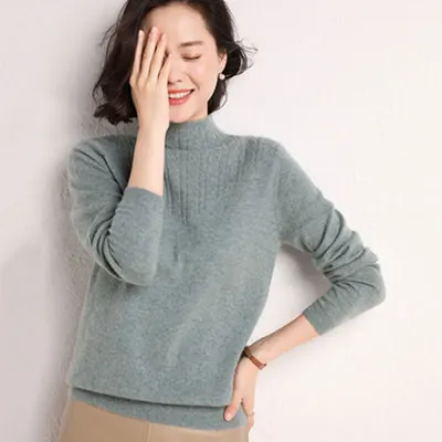 Long Sleeve Pullover Sweater Slimming Thickened Half-high Collar Knitwear