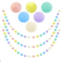 Decoração de festa de aniversário infantil, kit de faixa de pompom DIY, acessórios de pompom elásticos de alta elasticidade, artesanato de jardim de infância, pelúcia