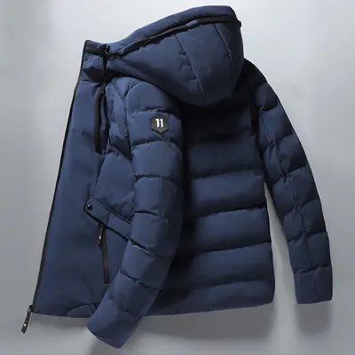 Casaco de Algodão Acolchoado Espesso Casual Masculino, Casaco de Algodão com Penas para Proteção Contra Frio