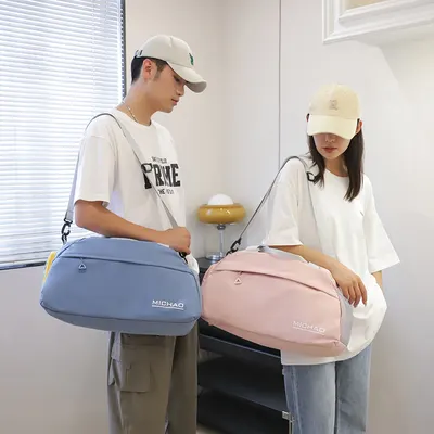 Bolsa desportiva de casal com separação seca e húmida de grande capacidade, bolsa de ginásio, bolsa de viagem portátil, organizador de bagagem para viagens curtas, leve