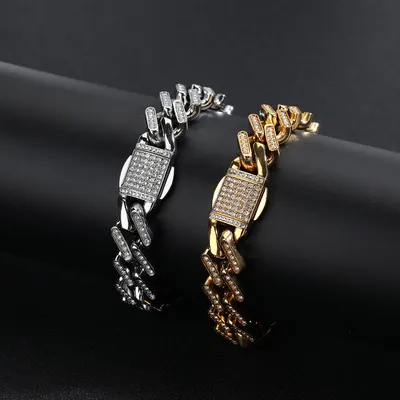 Colar de acessórios cubano de ouro com diamantes esplêndidos para homens