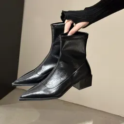 여성 부츠 패션 청키 힐 슬리밍 부츠 틈새 디자인 마틴 부츠