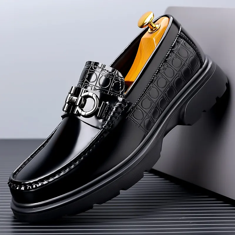 Sapatos casuais retro de plataforma de cano baixo para homem