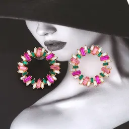 Pendientes Exagerados Creativos Geométricos de Aleación de Diamantes con Girasol de Europa y América