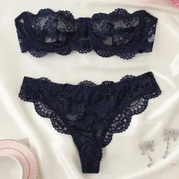 란제리 세트 여성용 섹시 레이스 트리밍 팬티