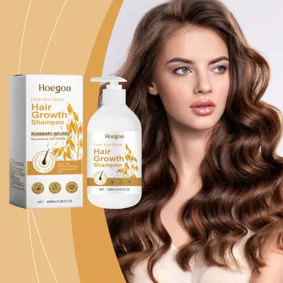 Shampoo de água de arroz HOEGOA, limpeza capilar, volumização, nutrição, anti-frizz, suavização, brilho, shampoo de cuidados capilares