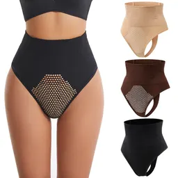 Body modelador com modelagem corporal, cintura alta oca e modelagem de barriga, modelo T