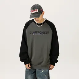 Rundhalsad sweatshirt herr höst ny amerikansk prickmönstrad tung vikt textur jacka