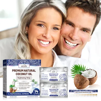 Tiras branqueadoras de dentes de coco e hortelã YILEST, novas, venda transfronteiriça, para frescor hálito, cuidados dentários, branqueamento de dentes, remoção de odores