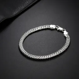 Pulseira feminina elegante de 6mm, banhada a prata 18K, completa