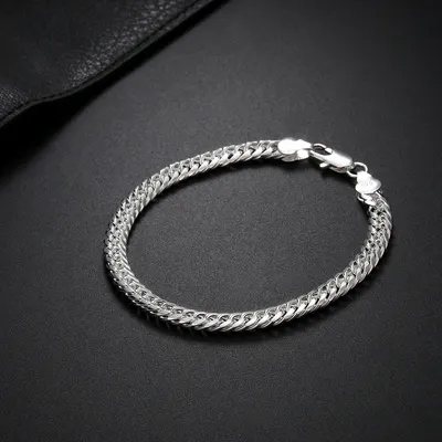 Pulsera lateral completa de 6 mm chapada en plata 18K de moda para mujer