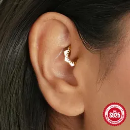 Pendientes de Aro para Cartílago de Plata de Ley S925 con Pavé de Diamantes, Forma de Flor Estilo Coreano, Pendientes Redondos Personalizados de Lujo Ligero de Tendencia
