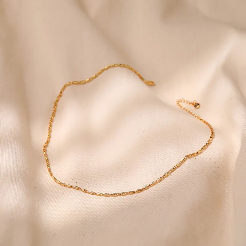 Collar de Clavícula de Moda de Oro Real de 18K